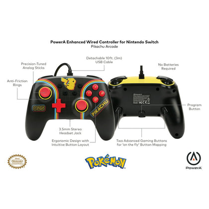 PowerA Enhanced Wired Controller for Nintendo Switch - Pokémon: Pikachu Arcade