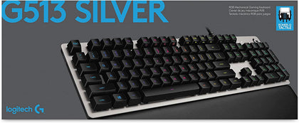 Official Logitech G513 SILVER RGB Wired Gaming Keyboard Romer G Tactile Switch 920-008721