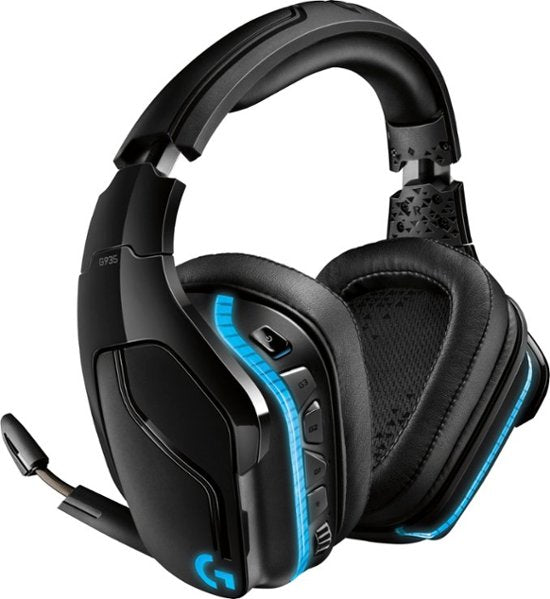 Official Logitech - G935 Wireless 7.1 Surround Sound Over-the-Ear Gaming Headset for PC with LIGHTSYNC RGB Lighting - Black/Blue