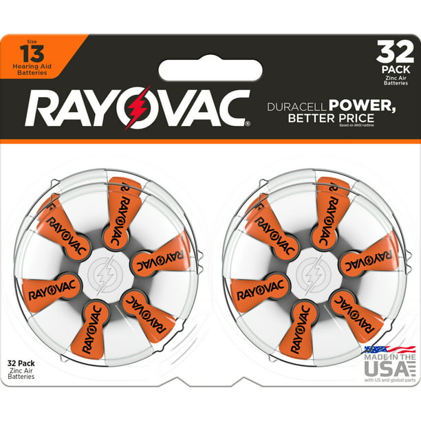 Rayovac Size 13 Hearing Aid Batteries (32 Pack), Size 13 Batteries