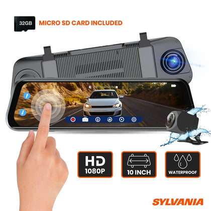 Sylvania Roadsight Mirror Dash and Backup Camera - HD 1080p, 9.66
