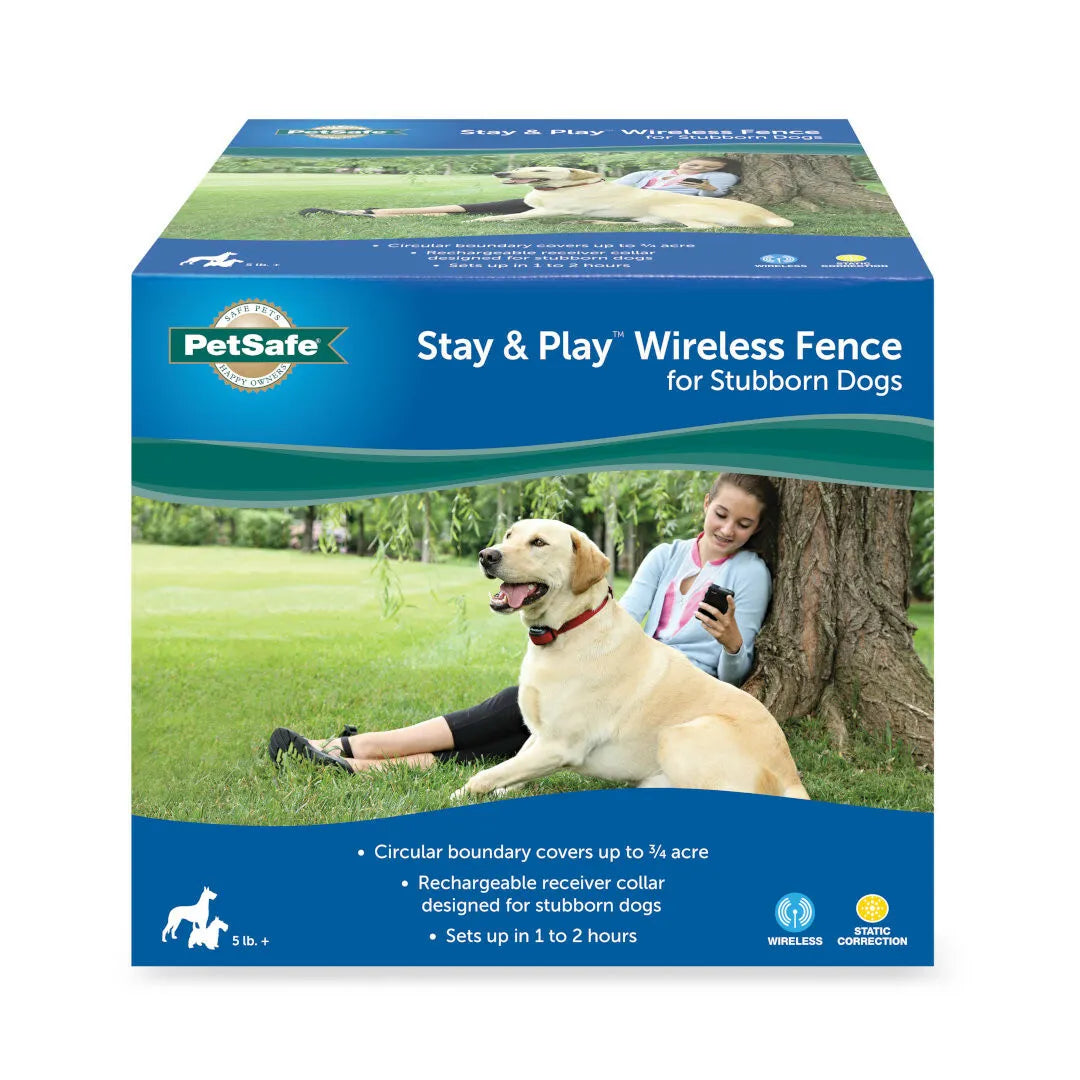 Official PetSafe Stay and Play Wireless Adjustable Fence for Stubborn Dogs - Black