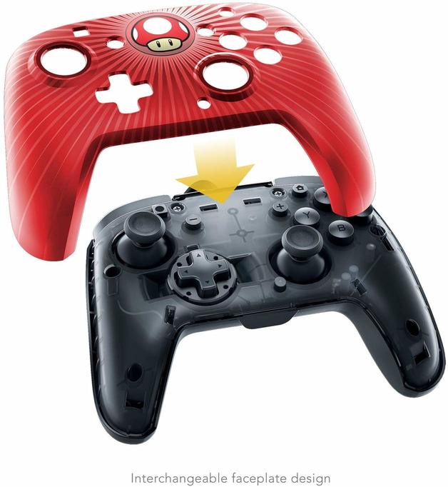 PDP Nintendo Switch Faceoff Super Mario Bros Red Mushroom Wired Pro Controller, 500-056-na-d6