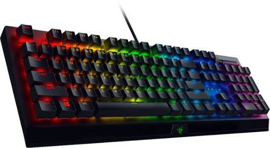 Official Razer - Blackwidow V3 Full Size Wired Mechanical Green Clicky Tactile Switch Gaming Keyboard with Chroma RGB Backlighting - Black