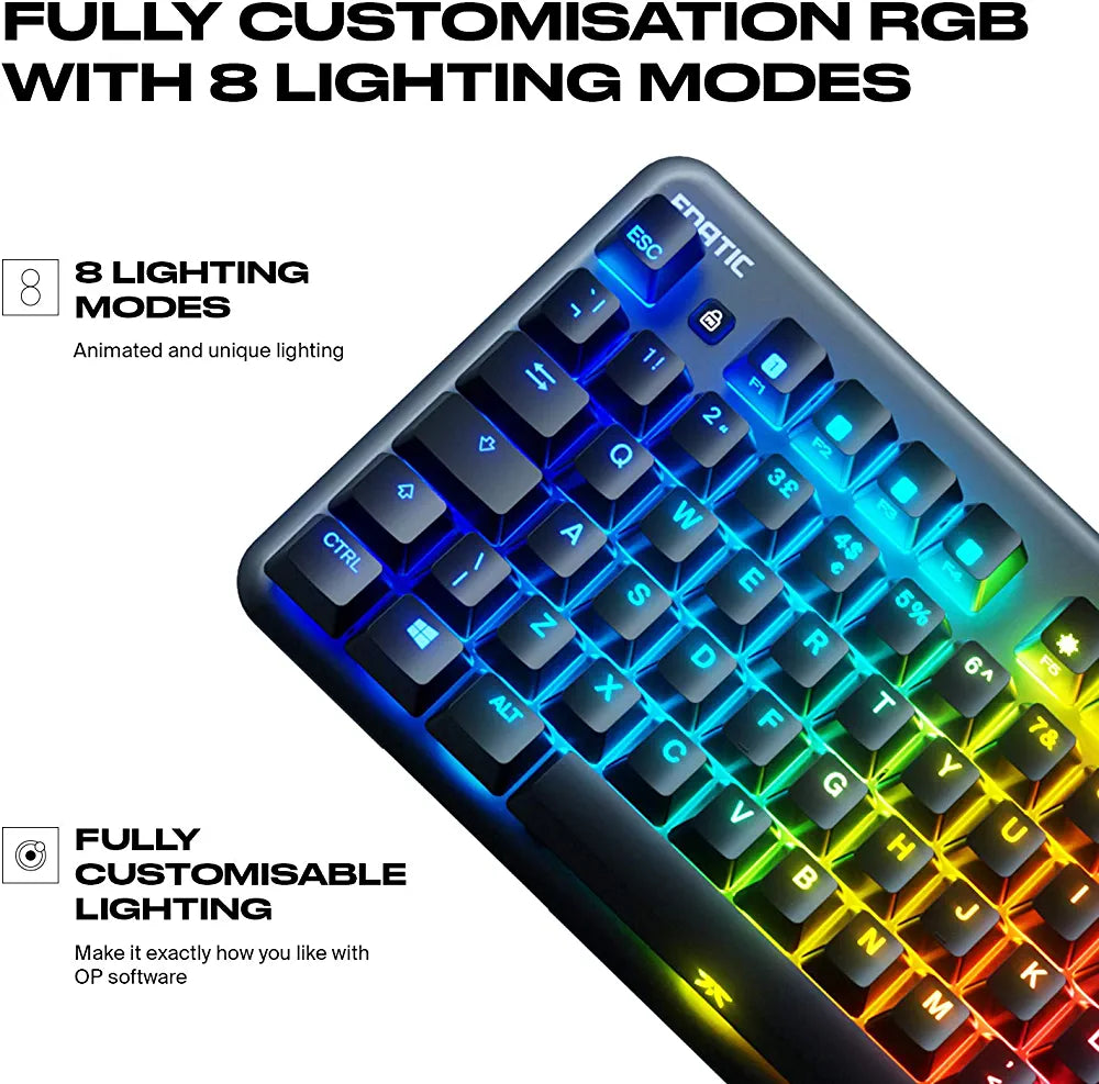 Official Fnatic miniSTREAK Silent LED Backlit RGB Mechanical TKL Gaming Keyboard MX