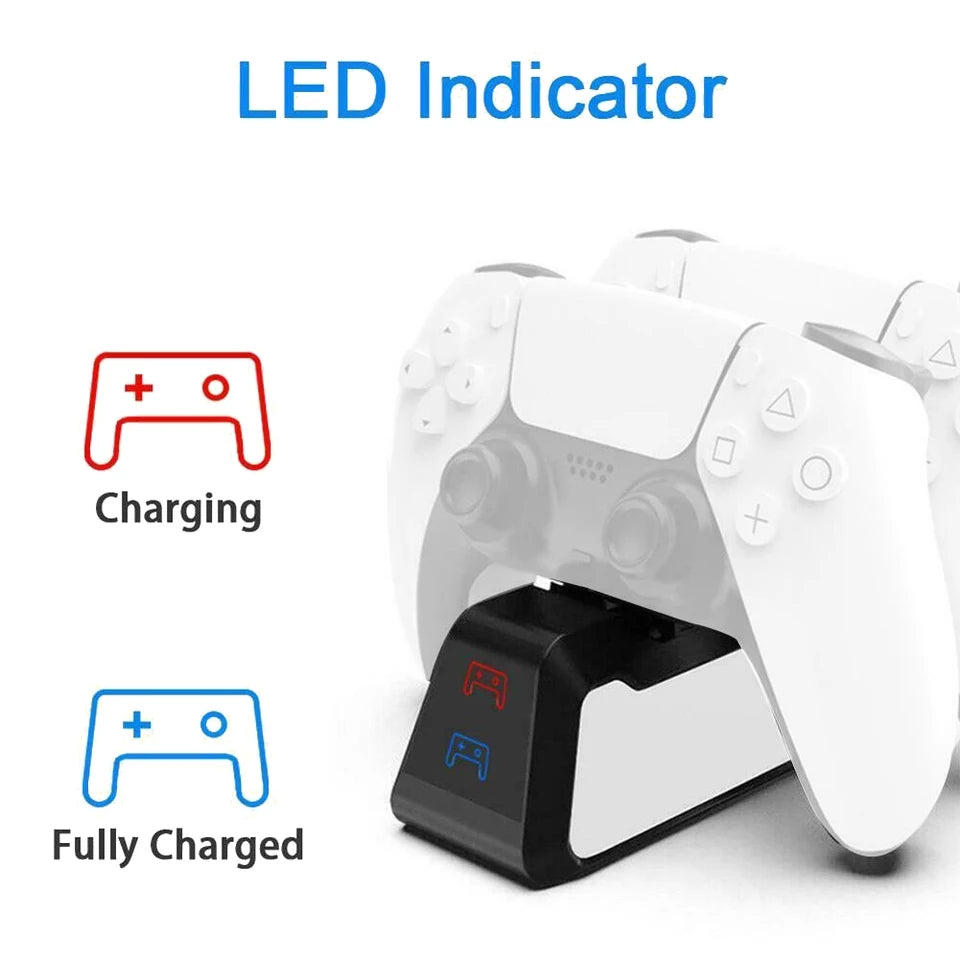 Dual Fast Charger for PS5 Wireless Controller USB 3.1 Type-C Fast Charging Cradle