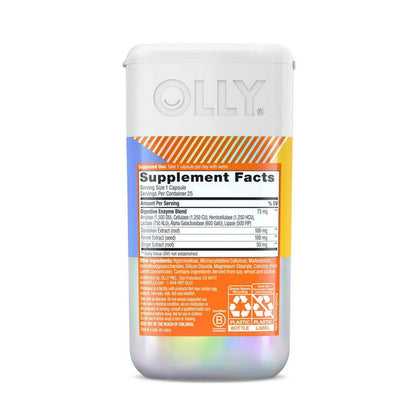 OLLY Beat the Bloat Capsule Supplement, Digestive Support, 25 Ct