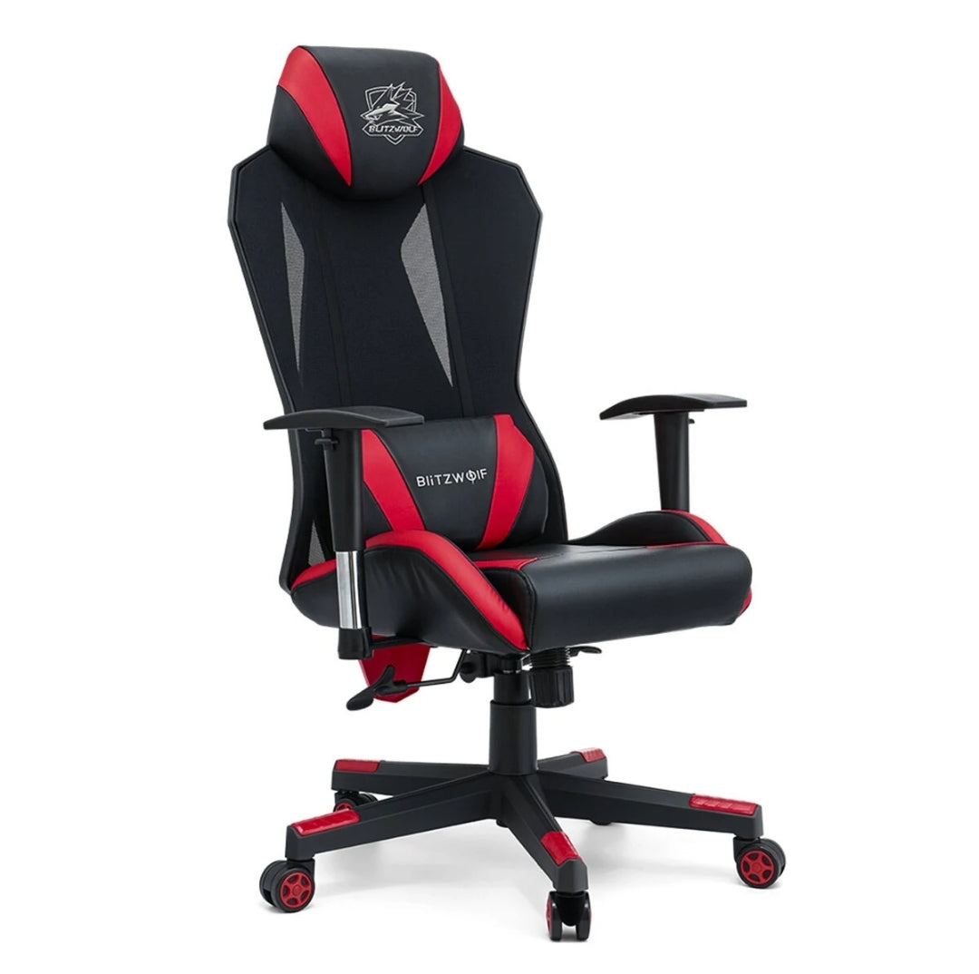BW-GC6 Gaming Chair with High-density Mesh 150°Reclining 2D Adjustable Armrest Pillow Support Widened Cushion & Back Home Office Red